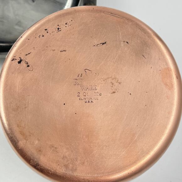 REVERE WARE 1801 VTG 2 Qt 92e Saucepan w Lid MADE IN USA Copper Stainless Steel - Picture 7 of 11